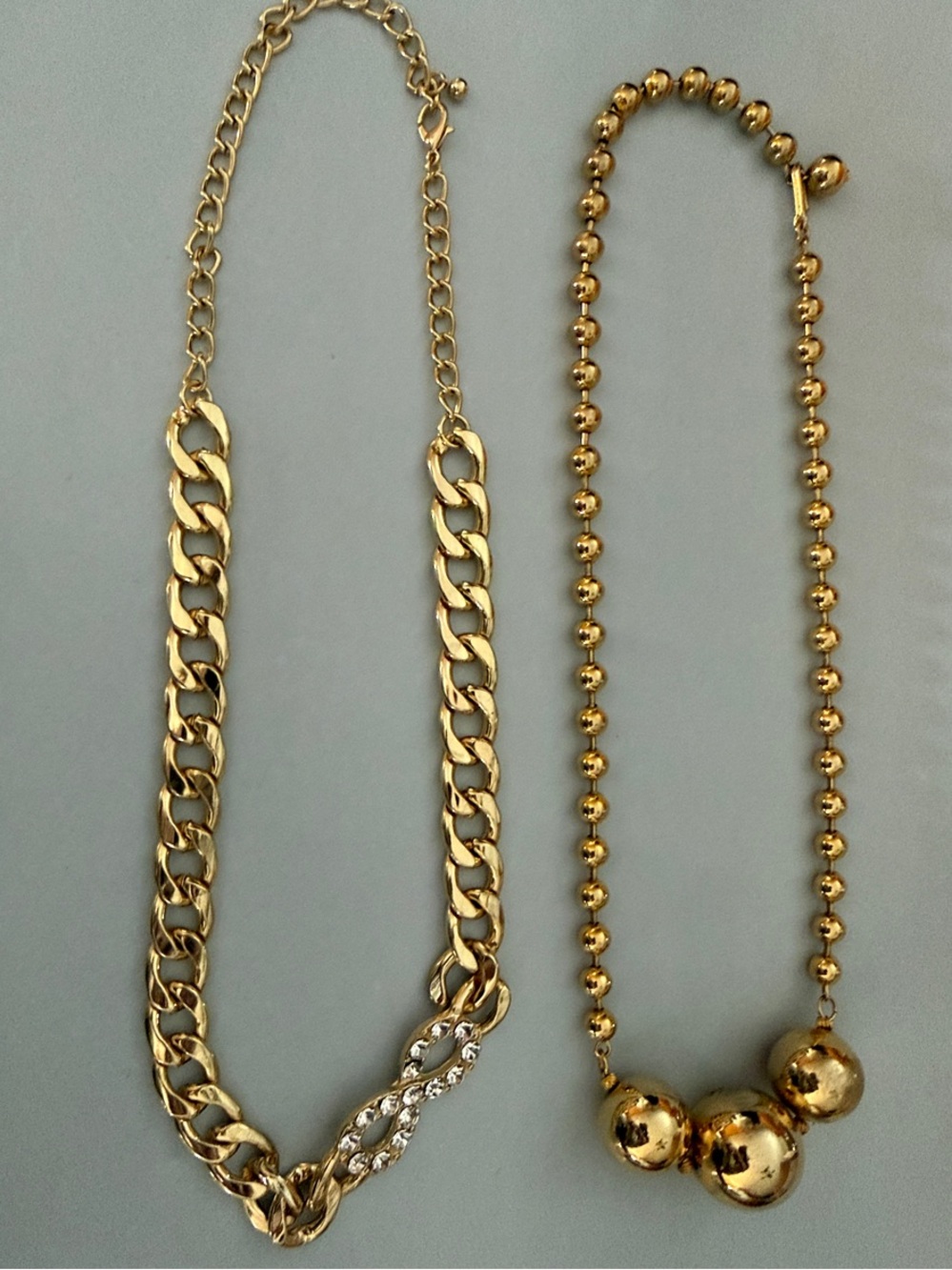 Gold-Tone Chain Necklace with Rhinestone Accent - Women's Jewelry